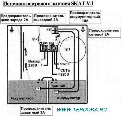 SKAT V-1 схема подключения, русский источник бесперебойного питания